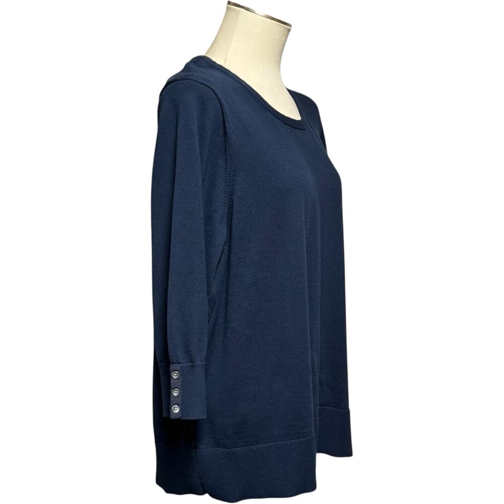 Lands End Supima Cotton 3/4 Sleeve Knit Top Blue 3X - Picture 4 of 5